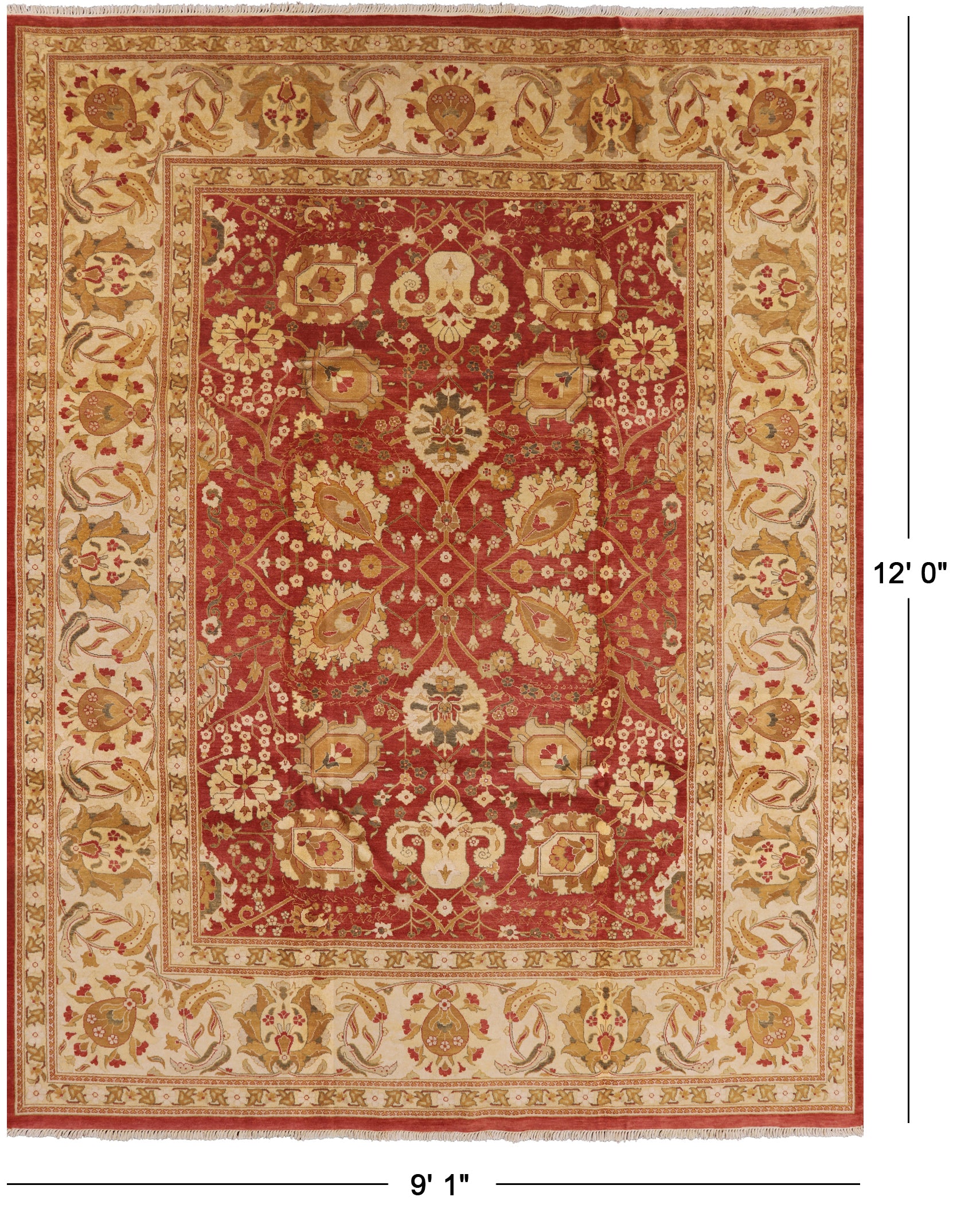 Peshawar Handmade Wool Area Rug - 9' 1" X 12' 0" - Golden Nile