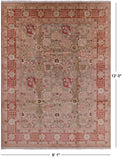 Olive Green Chobi Peshawar Handmade Wool Area Rug - 9' 1" X 12' 0" - Golden Nile