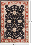 Black Chobi Peshawar Wool Area Rug - 6' 3" X 9' 3" - Golden Nile