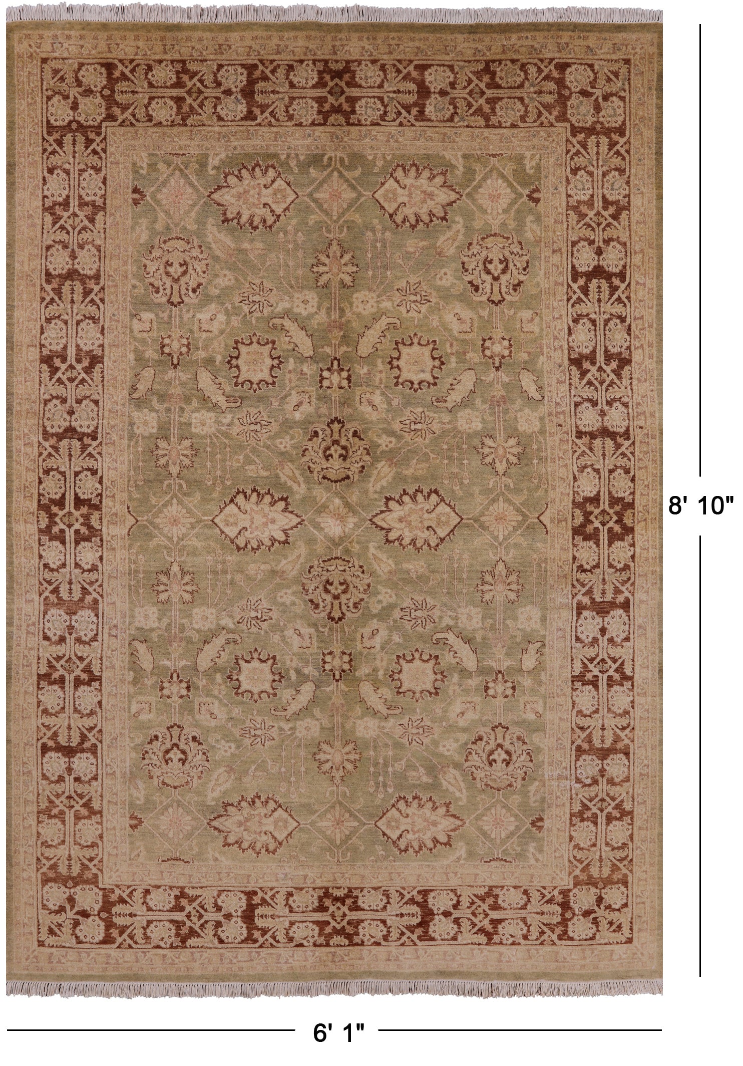 Peshawar Handmade Wool Area Rug - 6' 1" X 8' 10" - Golden Nile