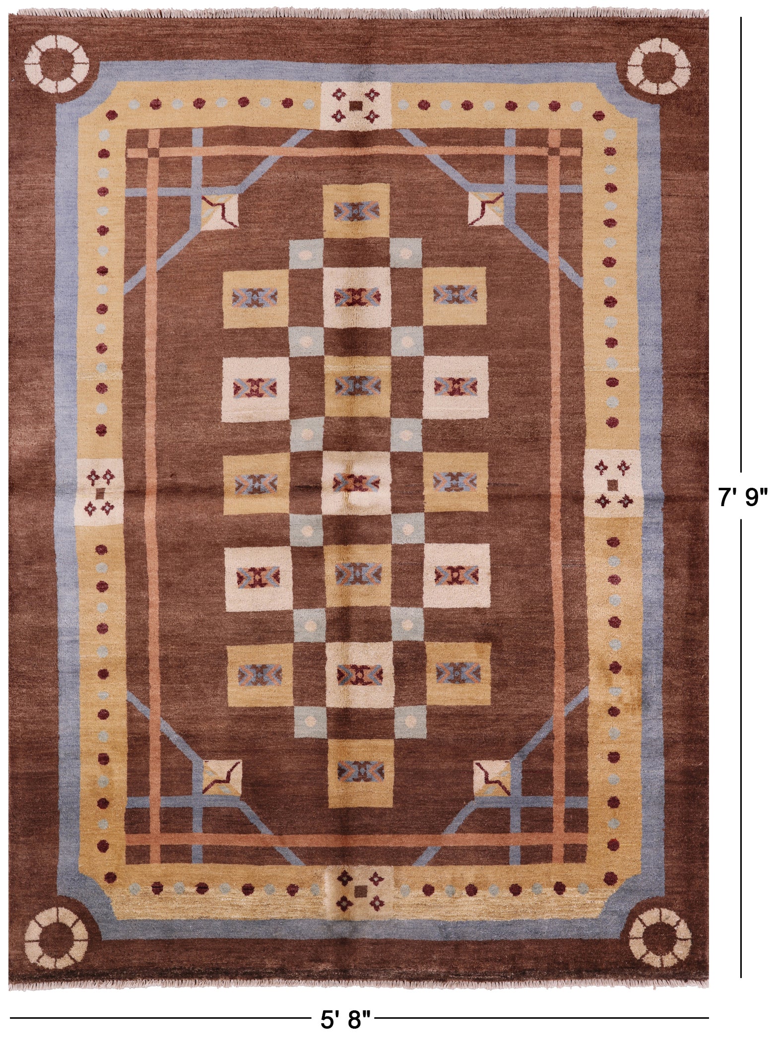 Brown Persian Gabbeh Handmade Wool Area Rug - 5' 8" X 7' 9" - Golden Nile
