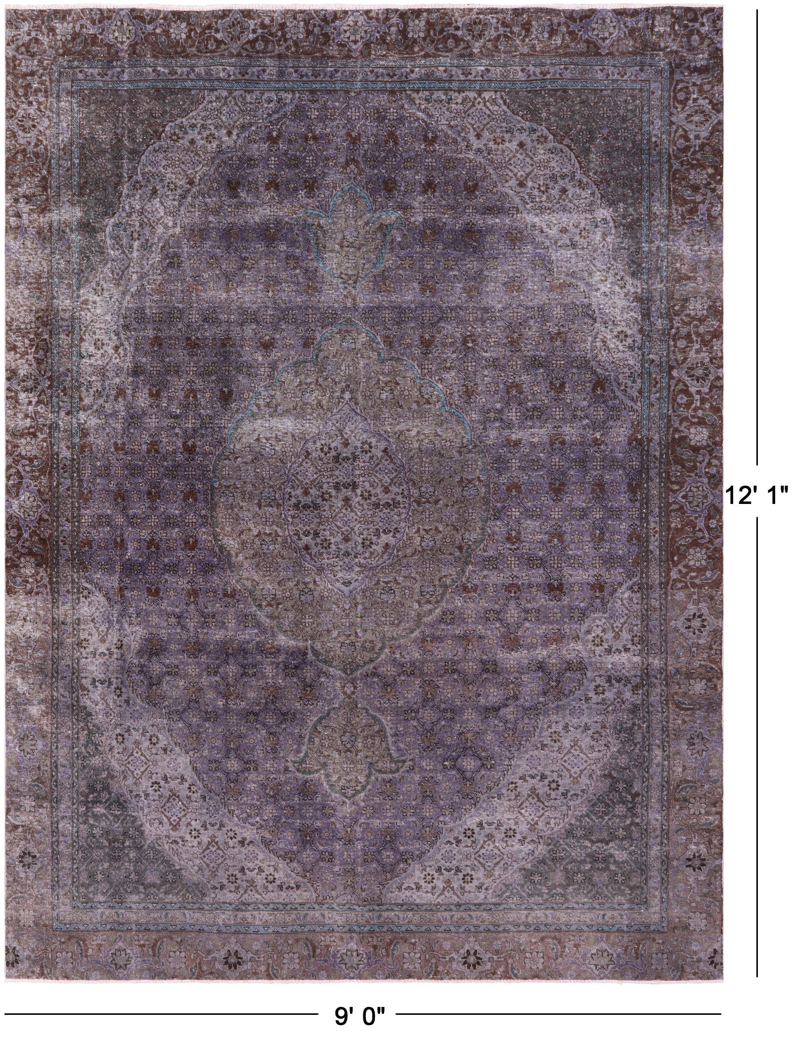 Persian Overdyed Handmade Wool Rug - 9' 0" X 12' 1" - Golden Nile