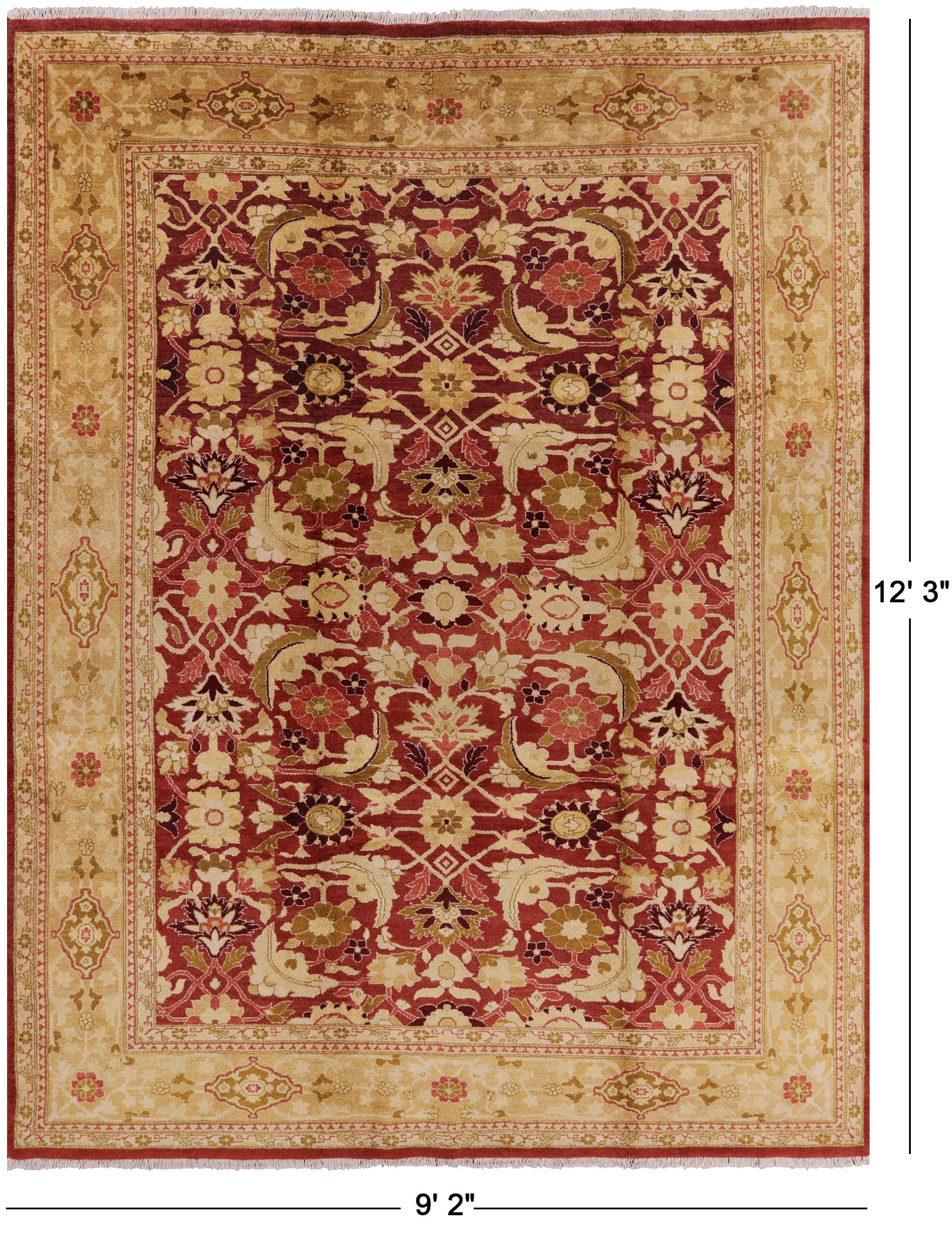 Peshawar Handmade Wool Area Rug - 9' 2" X 12' 3" - Golden Nile