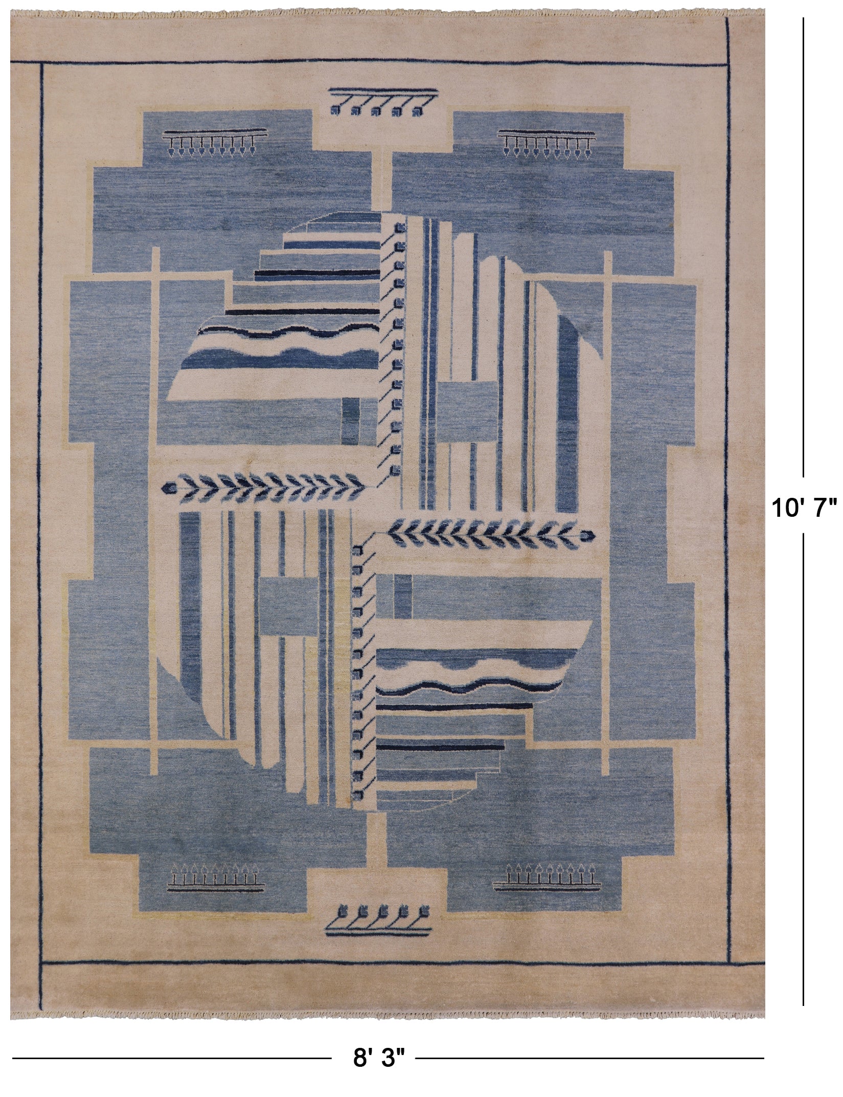 Persian Gabbeh Handmade Wool Rug - 8' 3" X 10' 7" - Golden Nile