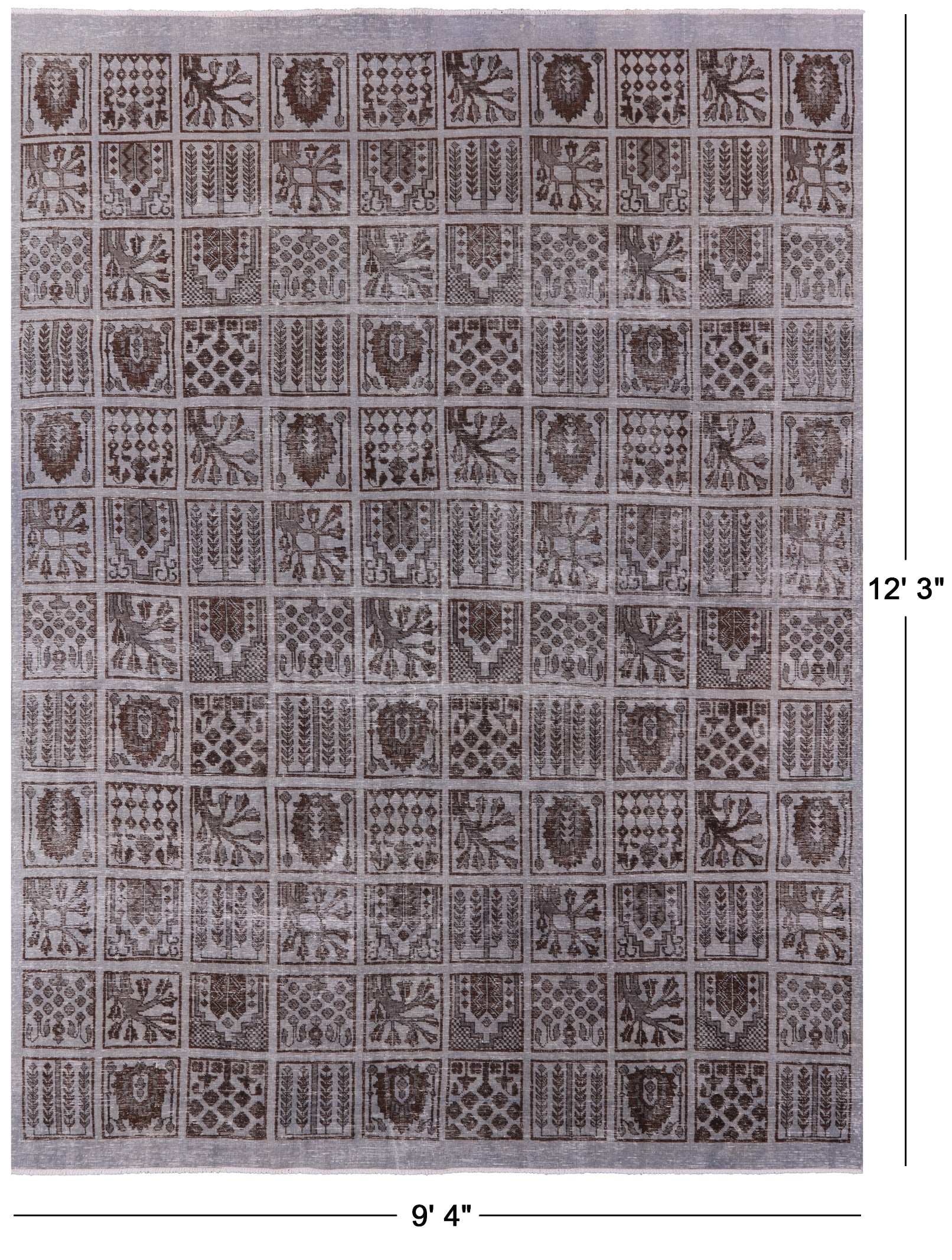 Grey Persian Overdyed Handmade Wool Area Rug - 9' 4" X 12' 3" - Golden Nile