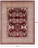 Red Peshawar Hand Knotted Wool Rug - 8' 4" X 10' 5" - Golden Nile