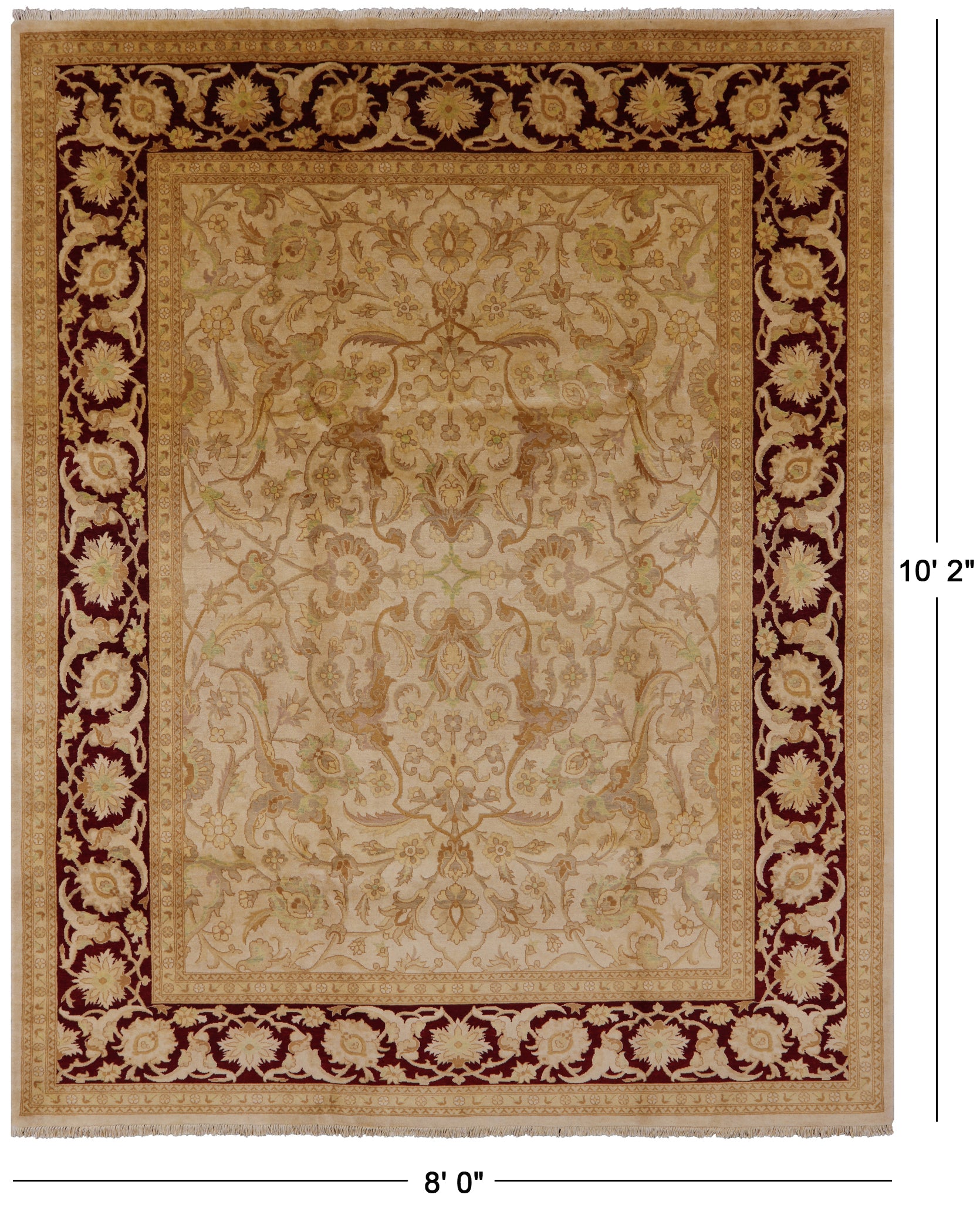 Ivory Chobi Peshawar Handmade Wool Area Rug - 8' 0" X 10' 2" - Golden Nile