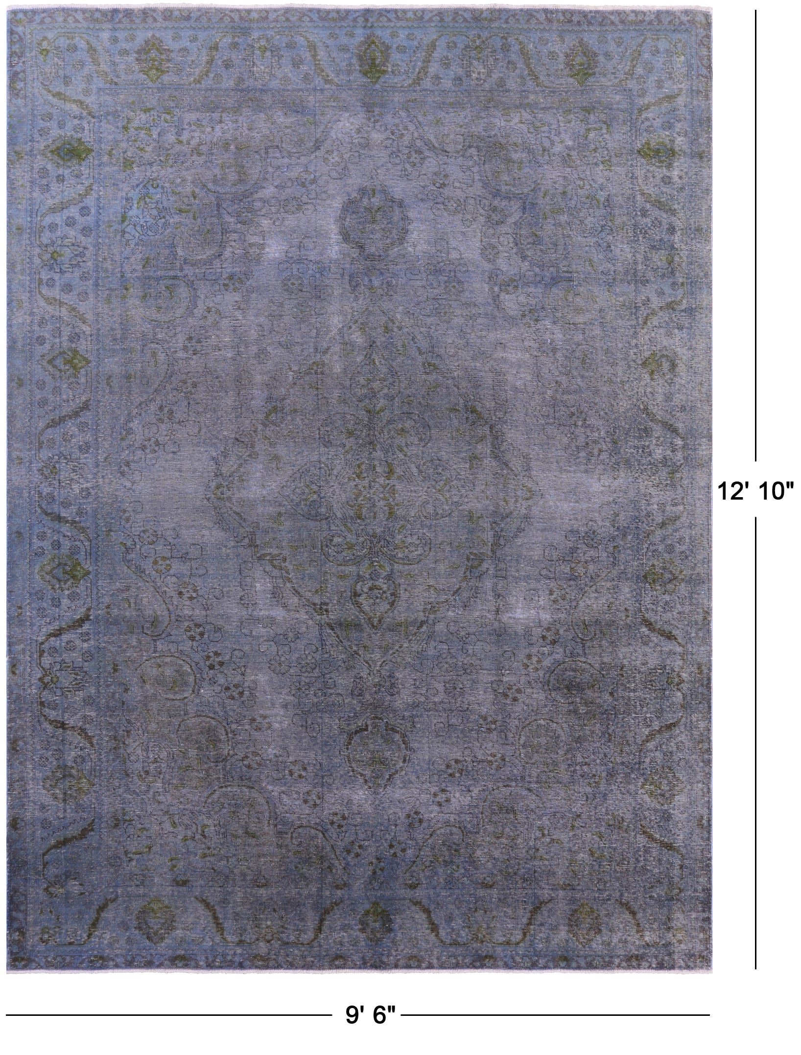 Persian Overdyed Handmade Wool Rug - 9' 6" X 12' 10" - Golden Nile
