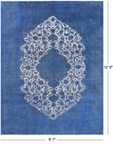 Blue Persian Overdyed Handmade Wool Rug - 9' 7" X 12' 9" - Golden Nile