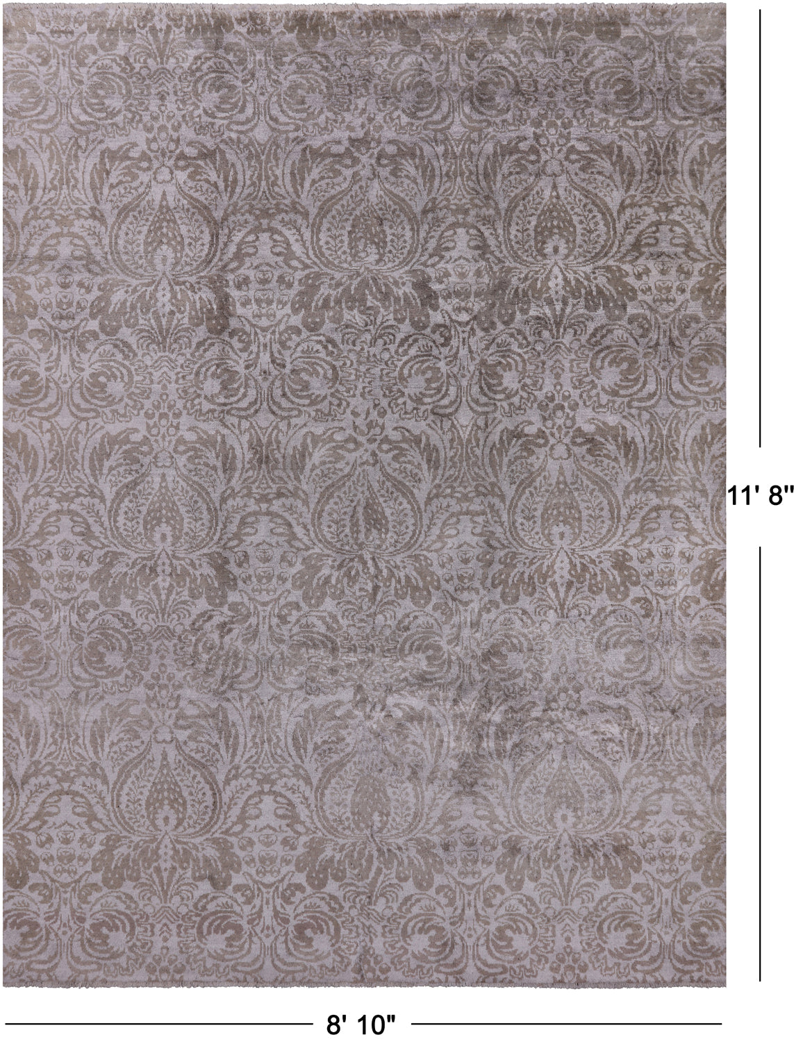 SUPER SALE Persian Handmade 100% Silk Rug - 8' 10" X 11' 8''