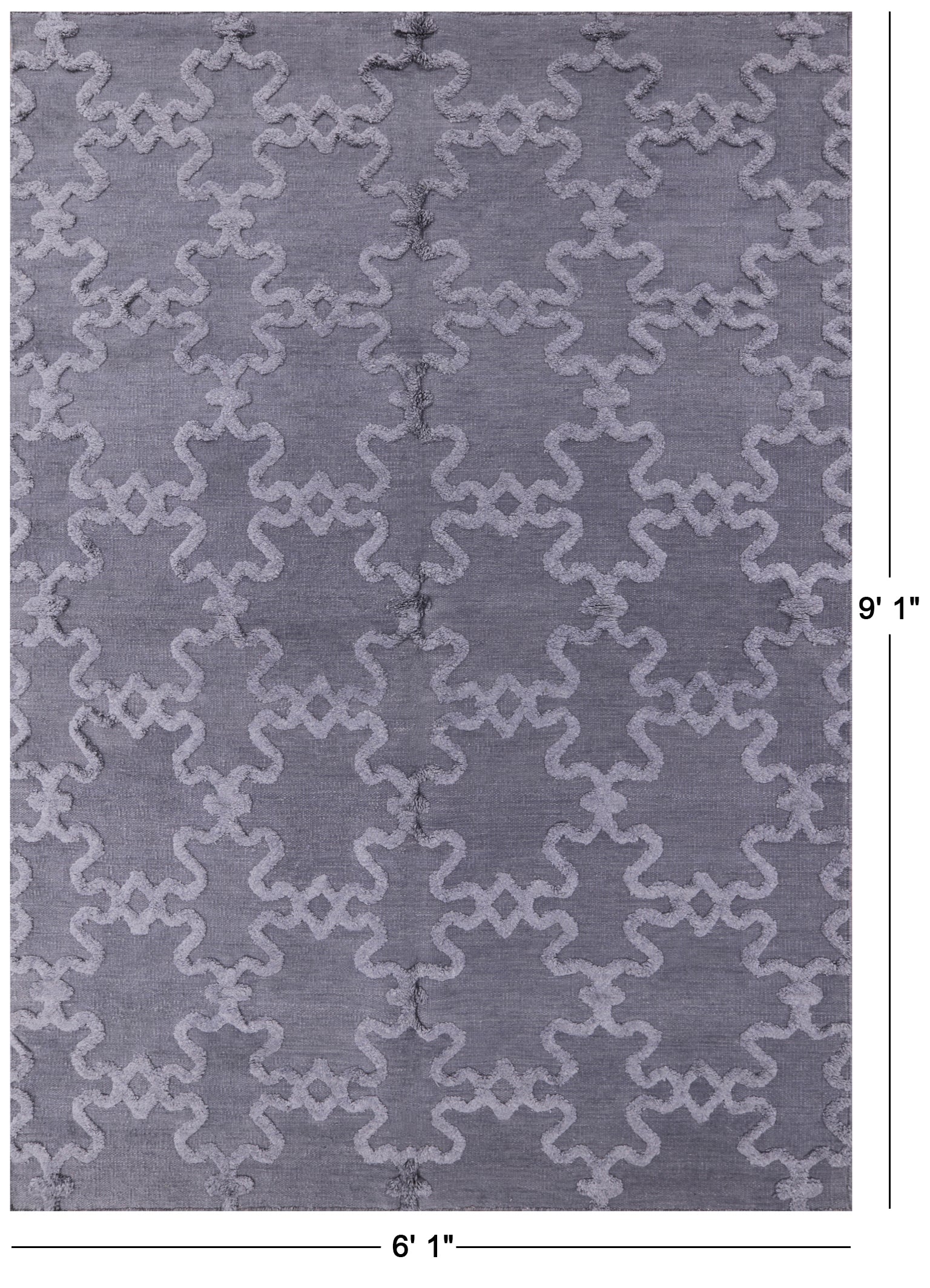 Grey Flat Weave Moroccan Wool Rug - 6' 1" X 9' 1" - Golden Nile
