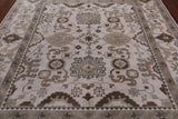 Ivory Turkish Oushak Hand Knotted Wool Rug - 8' 2" X 9' 10"