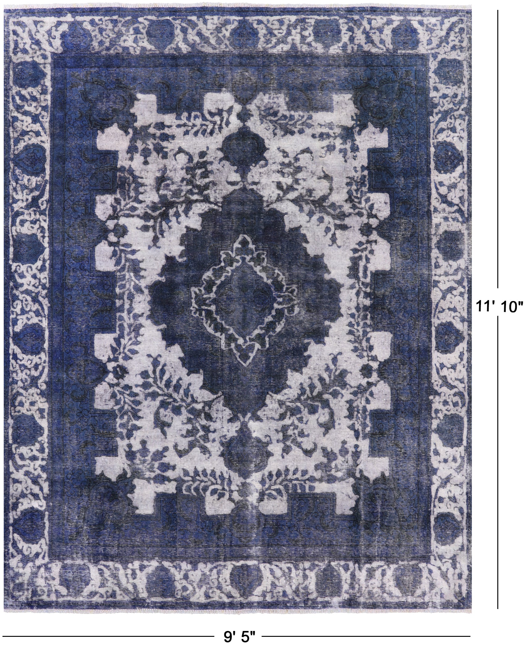 Persian Overdyed Handmade Wool Rug - 9' 5" X 11' 10" - Golden Nile