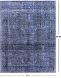 Blue Persian Overdyed Hand Knotted Wool Rug - 9' 6" X 12' 6" - Golden Nile