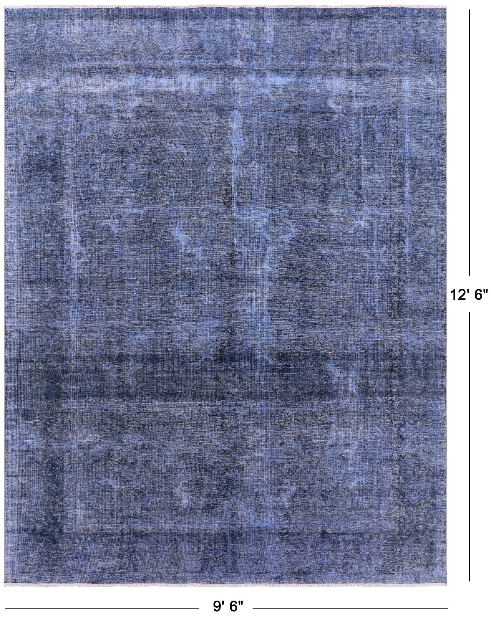 Blue Persian Overdyed Hand Knotted Wool Rug - 9' 6" X 12' 6" - Golden Nile