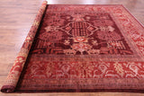 Red Full Pile Overdyed Hand Knotted Wool Rug - 10' 2" X 13' 9" - Golden Nile