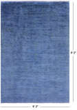 Blue Full Pile Overdyed Handmade Wool Rug - 6' 2" X 9' 2" - Golden Nile