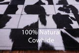 Black & White Natural Cowhide Hand Stitched Patchwork Rug - 3' 3" X 4' 10" - Golden Nile