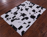 Black & White Natural Cowhide Hand Stitched Patchwork Rug - 3' 5" X 5' 0" - Golden Nile