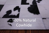 Black & White Natural Cowhide Hand Stitched Patchwork Rug - 3' 5" X 5' 0" - Golden Nile