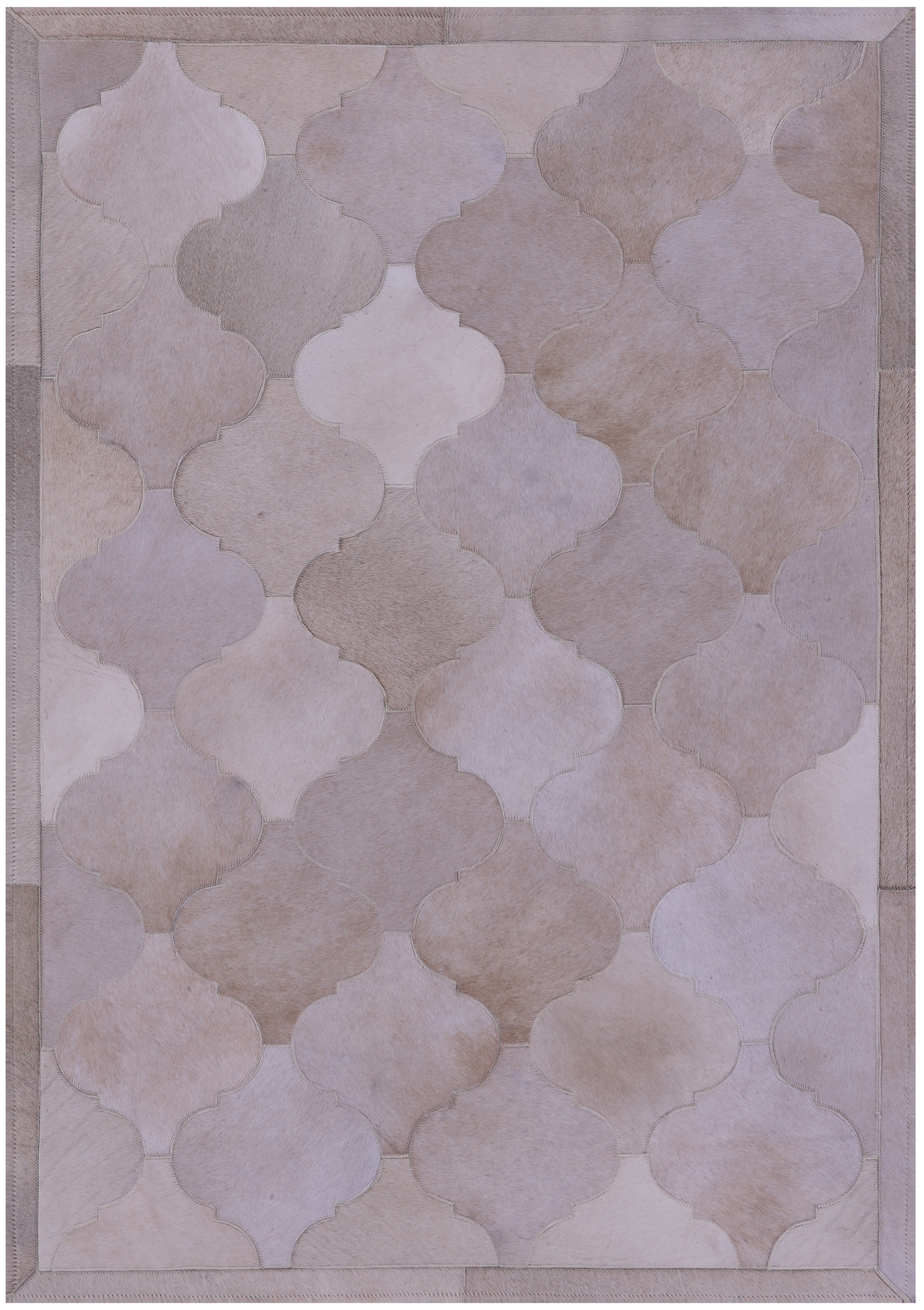 Champagne Natural Cowhide Hand Stitched Patchwork Rug - 3' 6" X 4' 11" - Golden Nile