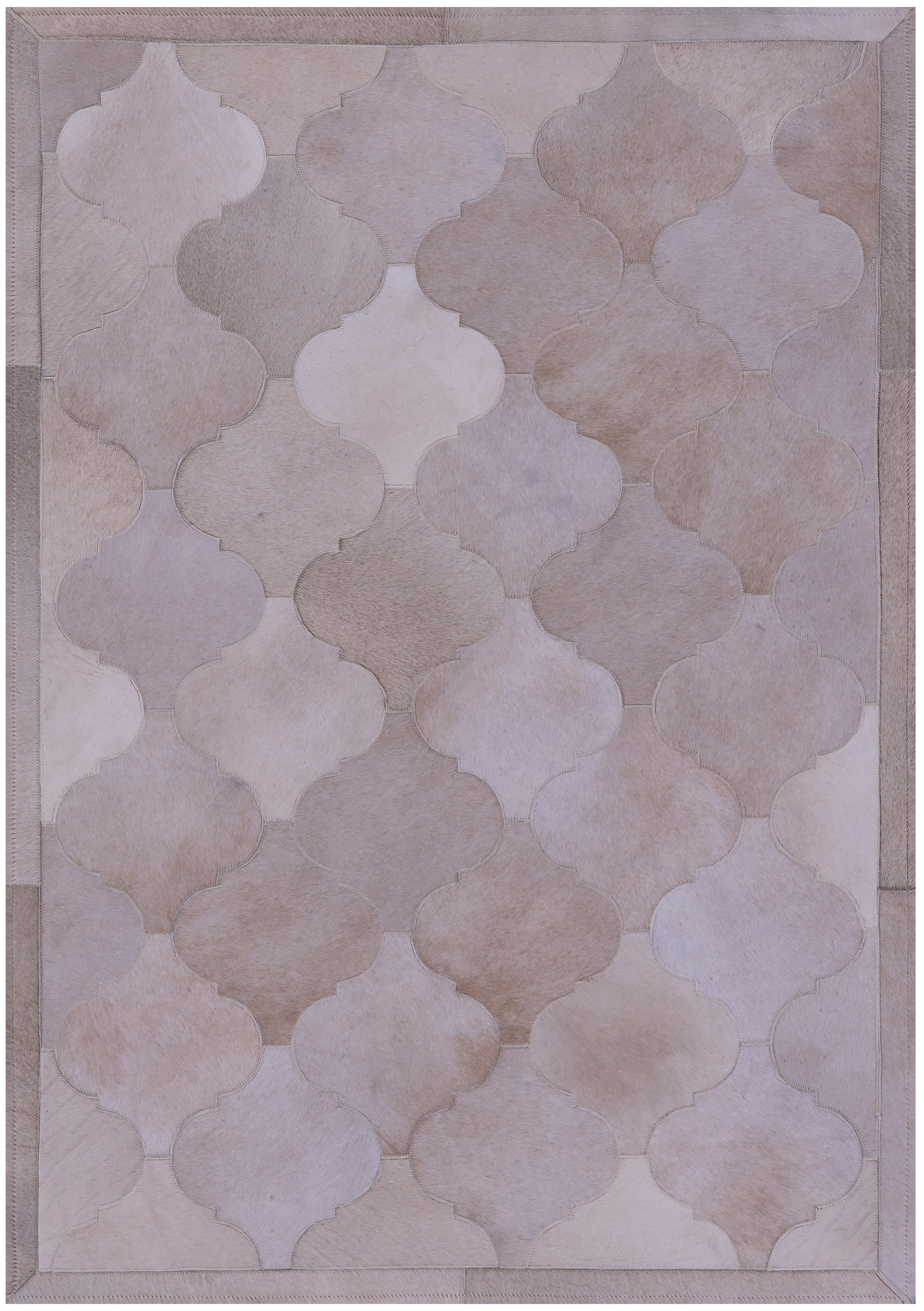 Champagne Natural Cowhide Hand Stitched Patchwork Rug - 3' 6" X 4' 11" - Golden Nile