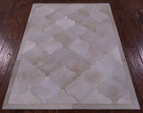 Champagne Natural Cowhide Hand Stitched Patchwork Rug - 3' 6" X 4' 11" - Golden Nile