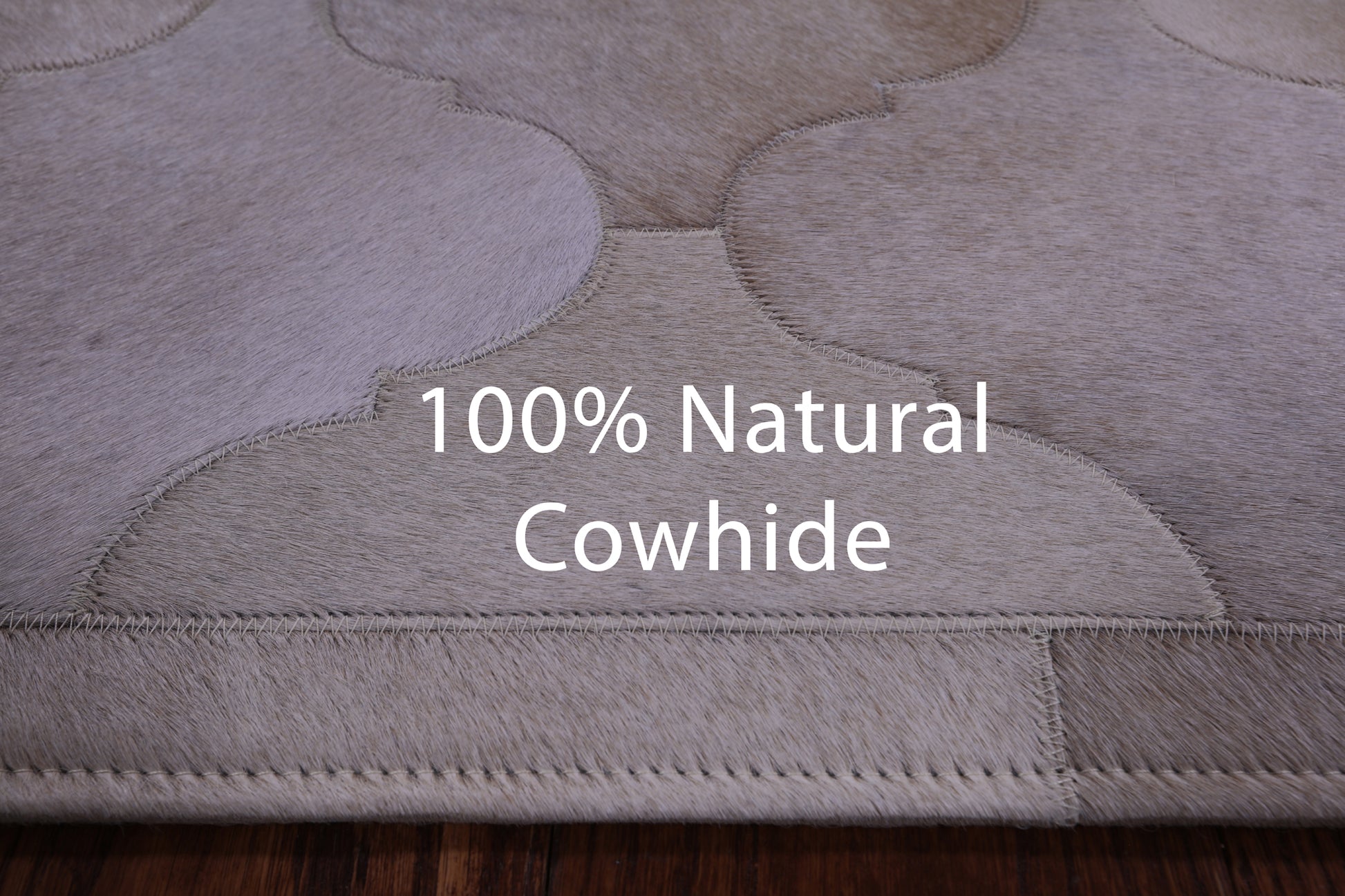 Champagne Natural Cowhide Hand Stitched Patchwork Rug - 3' 6" X 4' 11" - Golden Nile