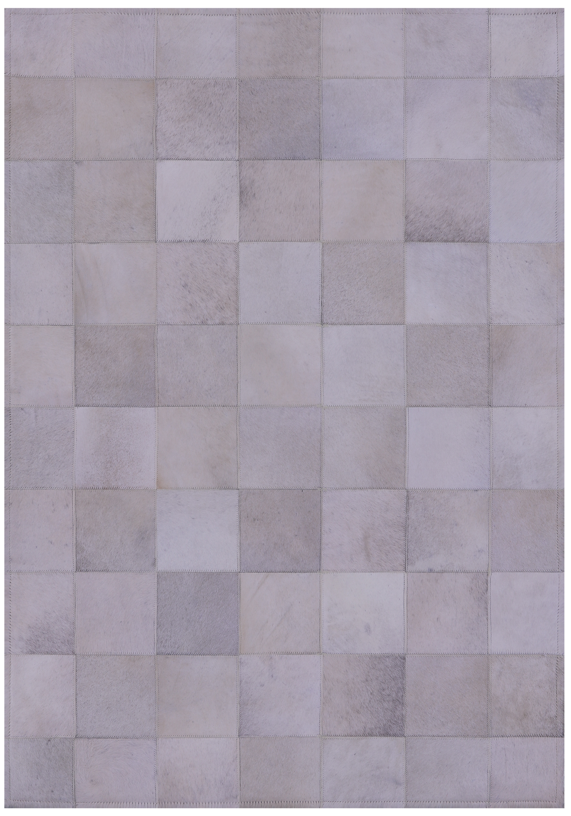 White Natural Cowhide Hand Stitched Patchwork Rug - 3' 4" X 4' 9" - Golden Nile