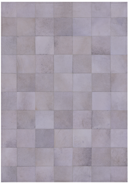 White Natural Cowhide Hand Stitched Patchwork Rug - 3' 4" X 4' 9" - Golden Nile