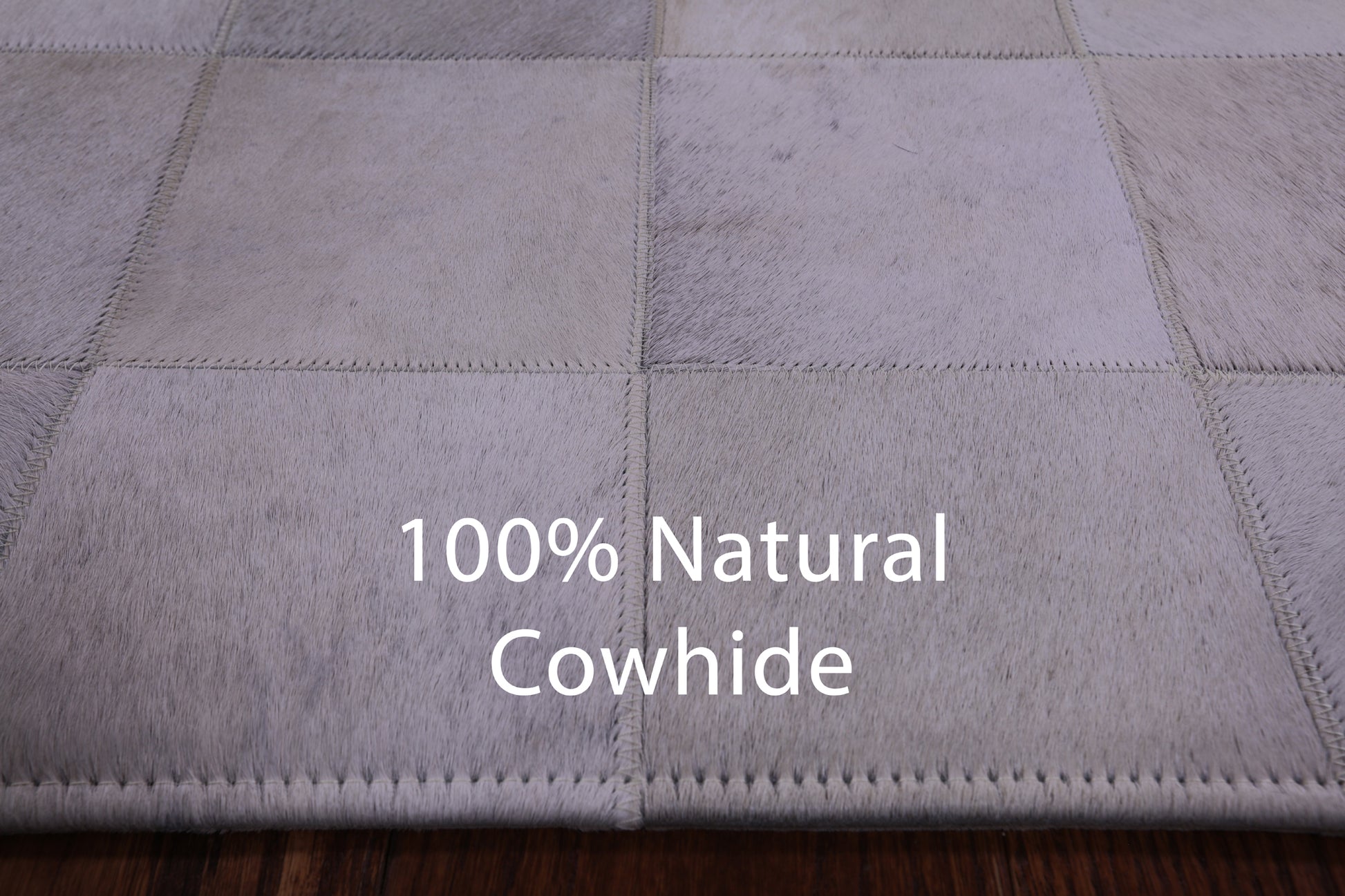 White Natural Cowhide Hand Stitched Patchwork Rug - 3' 4" X 4' 9" - Golden Nile