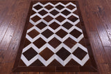 Brown & White Natural Cowhide Hand Stitched Patchwork Rug - 3' 3" X 5' 0" - Golden Nile