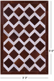 Brown & White Natural Cowhide Hand Stitched Patchwork Rug - 3' 3" X 5' 0"