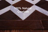 Brown & White Natural Cowhide Hand Stitched Patchwork Rug - 3' 3" X 5' 0" - Golden Nile