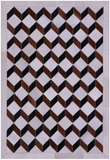 Brown & White Natural Black Cowhide Hand Stitched Patchwork Rug - 3' 5" X 5' 0"
