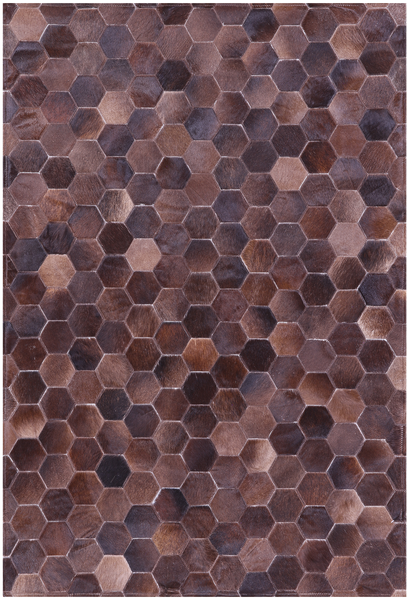 Brown Natural Cowhide Hand Stitched Patchwork Rug - 3' 5" X 5' 0" - Golden Nile