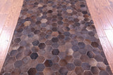 Brown Natural Cowhide Hand Stitched Patchwork Rug - 3' 5" X 5' 0"