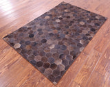 Brown Natural Cowhide Hand Stitched Patchwork Rug - 3' 5" X 5' 0" - Golden Nile