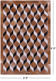 Brown & White Black Natural Cowhide Hand Stitched Patchwork Rug - 3' 5" X 5' 0" - Golden Nile