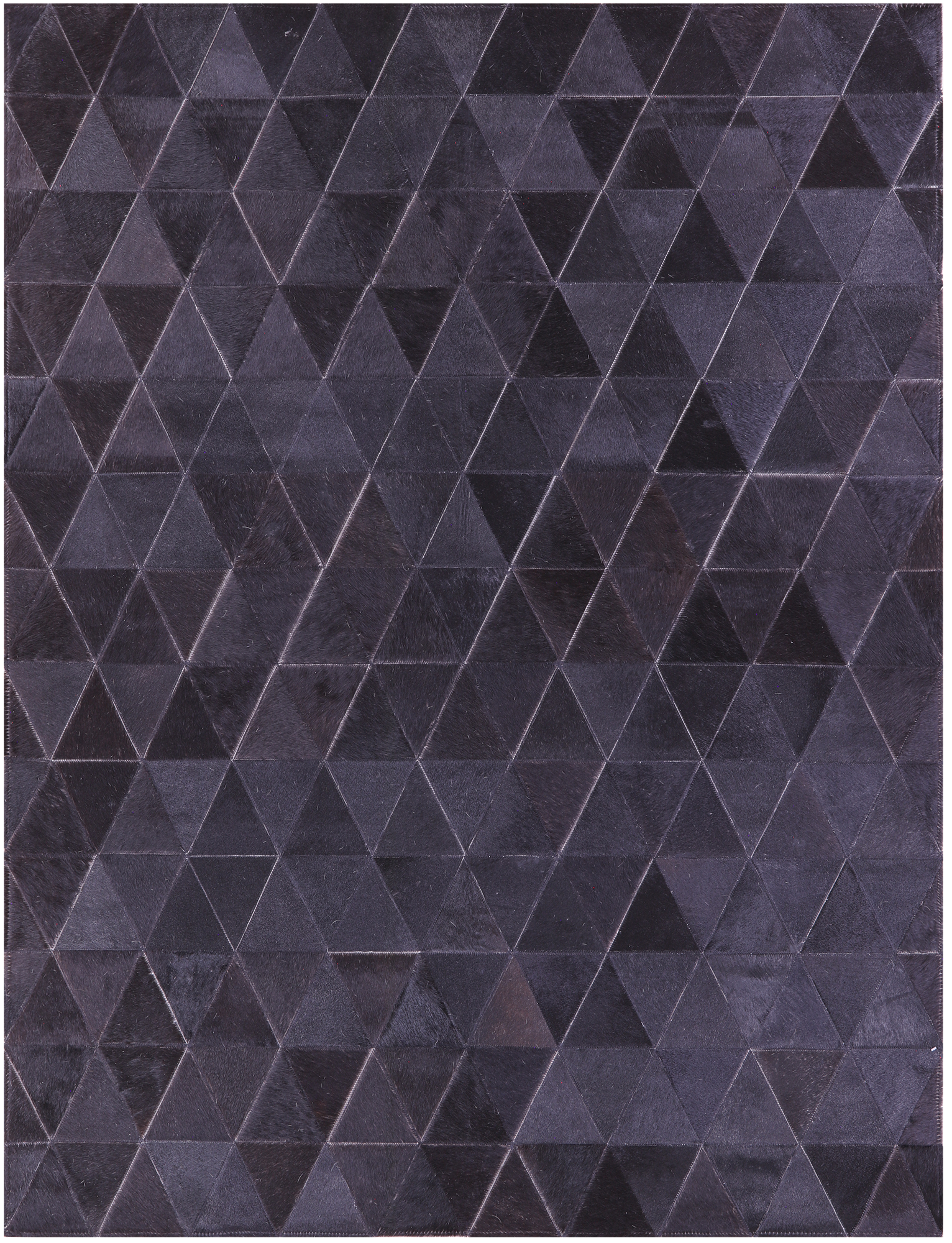 Black Natural Cowhide Hand Stitched Patchwork Rug - 5' 0" X 6' 6" - Golden Nile