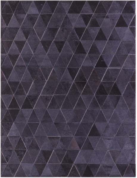 Black Natural Cowhide Hand Stitched Patchwork Rug - 5' 0" X 6' 6"