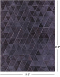 Black Natural Cowhide Hand Stitched Patchwork Rug - 5' 0" X 6' 6"