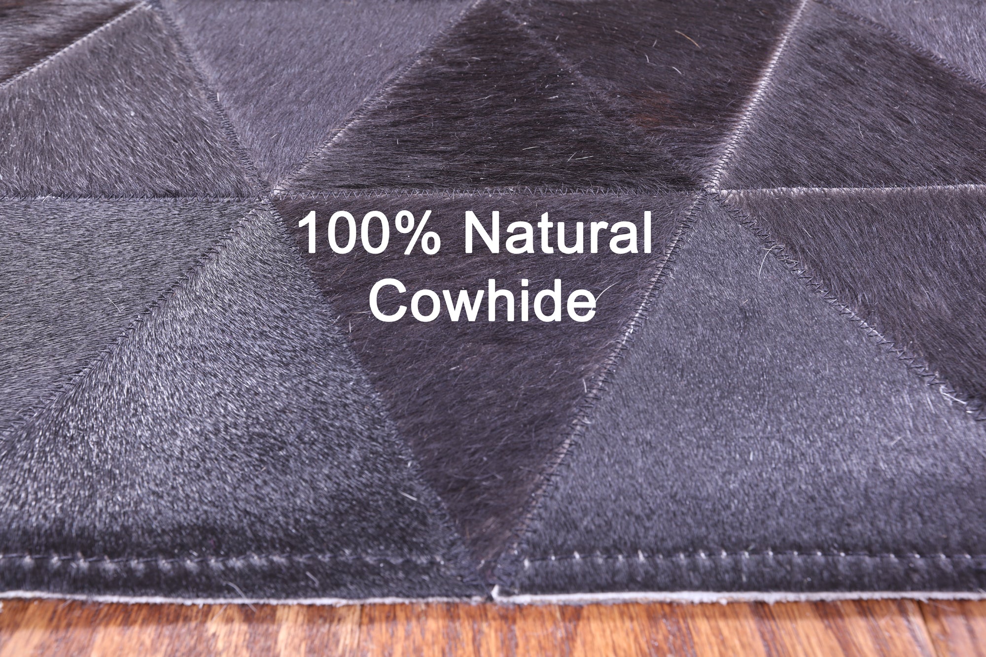 Black Natural Cowhide Hand Stitched Patchwork Rug - 5' 0" X 6' 6" - Golden Nile
