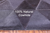 Black Natural Cowhide Hand Stitched Patchwork Rug - 5' 0" X 6' 6"