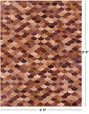Brown Natural Cowhide Hand Stitched Patchwork Rug - 5' 0" X 6' 8" - Golden Nile