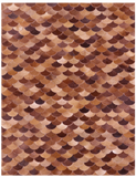 Brown Natural Cowhide Hand Stitched Patchwork Rug - 5' 0" X 6' 8" - Golden Nile