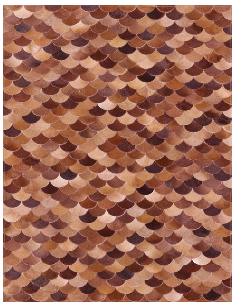 Brown Natural Cowhide Hand Stitched Patchwork Rug - 5' 0" X 6' 8" - Golden Nile
