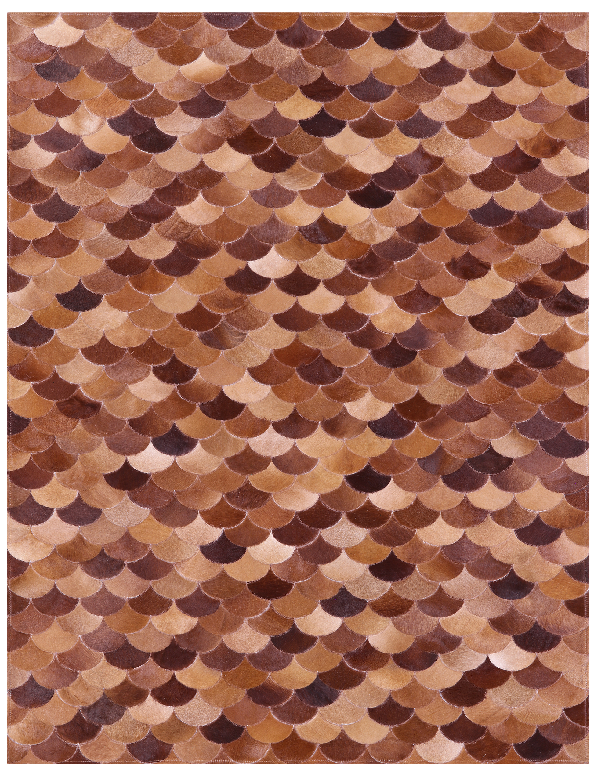 Brown Natural Cowhide Hand Stitched Patchwork Rug - 5' 0" X 6' 8" - Golden Nile