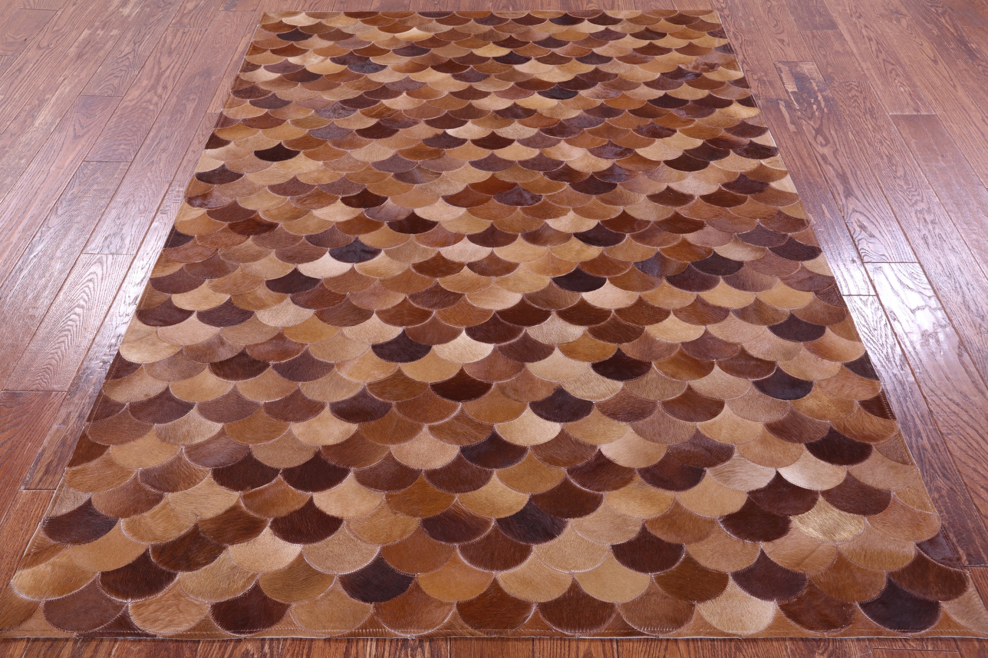 Brown Natural Cowhide Hand Stitched Patchwork Rug - 5' 0" X 6' 8" - Golden Nile