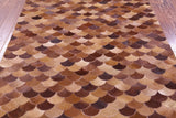 Brown Natural Cowhide Hand Stitched Patchwork Rug - 5' 0" X 6' 8" - Golden Nile